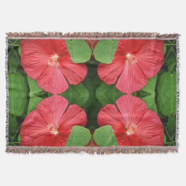 Blommigt för Hibiscus Flower Bright-Magenta Filt (Framsidan)