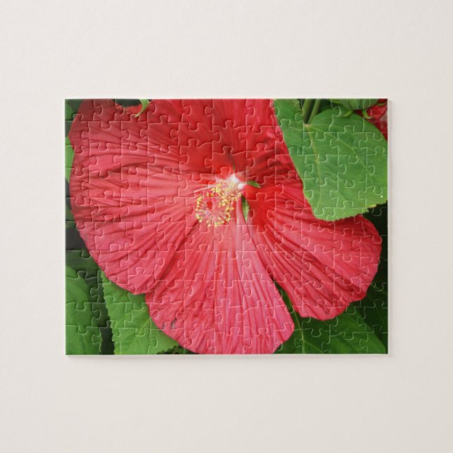 Blommigt för Hibiscus Flower Bright-Magenta Pussel (Horisontell)