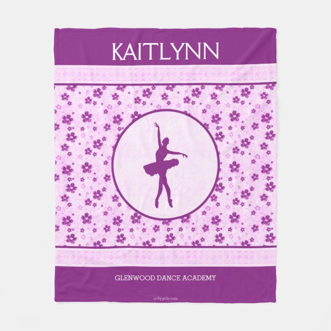 Blommigt för hjärta för personligbalettdansör fleecefilt (Framsidan)