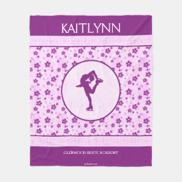 Blommigt för hjärta för personligkonståkare fleecefilt