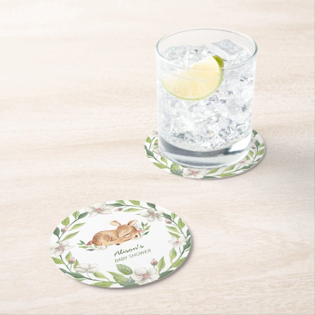 Blommigt för Hjort av spånadsskugga för  av spånad Underlägg Papper Rund (Insitu)