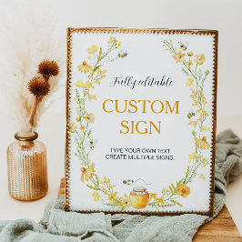 Blommigt för honungsbin Gult Anpassningsbar på föd Poster