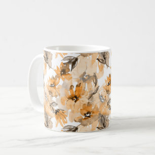Blommigt för höstfälla för orange kaffemugg