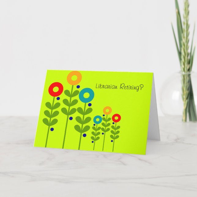 Blommigt för indraget bibliotekskort kort (Framsida)