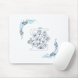 Blommigt för inledande ’Z’ Blue Monogram Lugn Musmatta