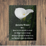 Blommigt för Inspiron Serenity Prayer Calla Lily Pussel<br><div class="desc">Blommigt: ett pussel som innehåller fotobilden av en underbar,  vit Calla Lily tillsammans med den inspirerande orden från Serenity Prayer. Roligt för hela familjen! Perfektens storleka pussel för montering och ramning!</div>