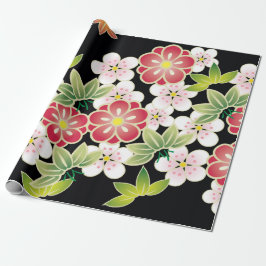 Blommigt för japansk Rosa & Gult Bra Kimono Mönste Presentpapper