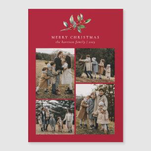 Blommigt för julfärgsfärg 4 fotomagnetiskt kort