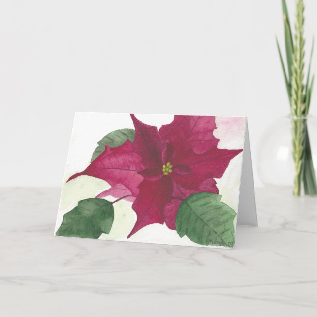 Blommigt för julstjärna för julhälsningkort helgkort (Framsida)