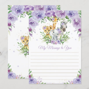 Blommigt för jungle Animals - kapsel Message Card Inbjudningar
