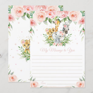 Blommigt för jungle Animals - kapsel Message Card Inbjudningar