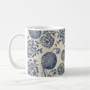 Blommigt för kantutjämning av blå blomma kaffemugg