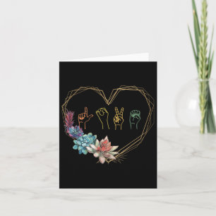 Blommigt för Kärlek-teckenspråk - Heart Asl Valent Kort