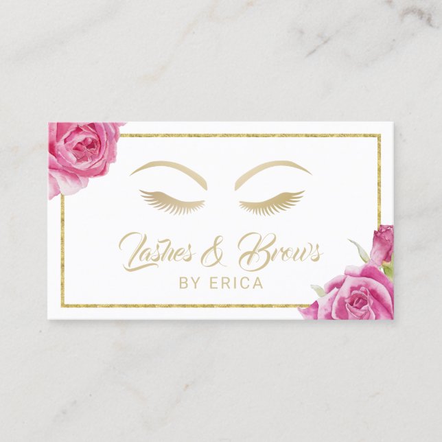 Blommigt för konstnärer för streck& brows Makeup-V Visitkort (Framsida)