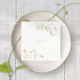 Blommigt för koral Rosa och kream med Blommigt Pappersservett