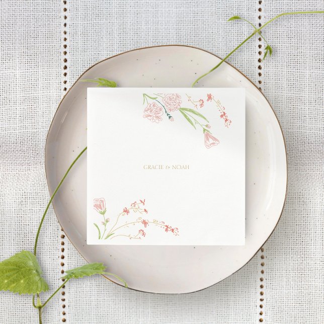 Blommigt för koral Rosa och kream med Blommigt Pappersservett (Skapare uppladdad)