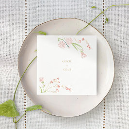 Blommigt för koral Rosa och kream med Blommigt Pappersservett