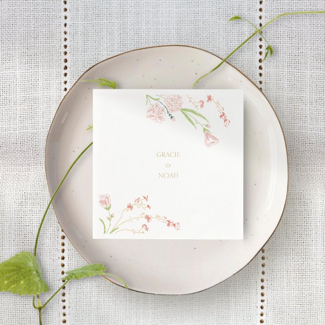 Blommigt för koral Rosa och kream med Blommigt Pappersservett (Skapare uppladdad)