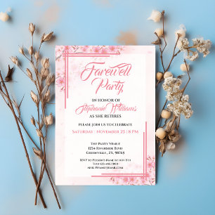 Blommigt för kvinnors Party Elegant Rosa i farväl Inbjudningar