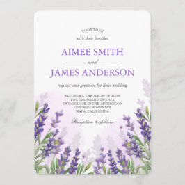 Blommigt för Lavender bröllopsinbjudan, Rustic Ele Inbjudningar