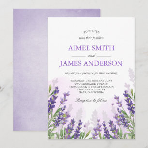 Blommigt för Lavender bröllopsinbjudan, Rustic Ele Inbjudningar