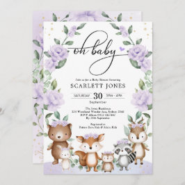 Blommigt för Lila av  av kute Greenery Baby Shower Inbjudningar