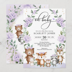 Blommigt för Lila av av kute Greenery Baby Shower Inbjudningar