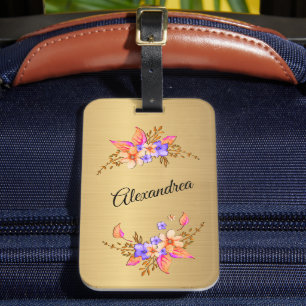 Blommigt för Lila av guld Elegant anpassa Bagagebricka
