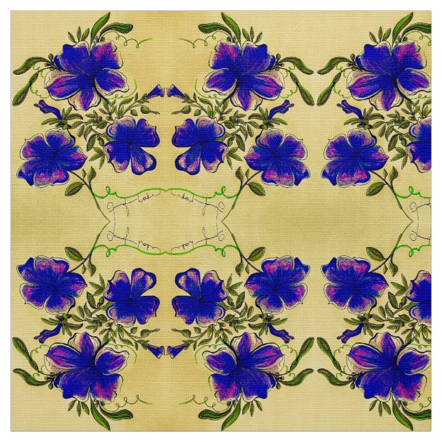 Blommigt för lila och Gult Tyg (Provkarta)