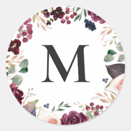 blommigt för lila och rosa av vattenfärg runt klistermärke