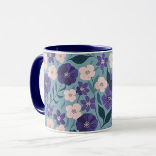 Blommigt för lila och Rosa på mjuk fot Mugg