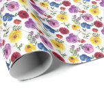 Blommigt för ljusa och feta vattenfärger presentpapper<br><div class="desc">Bygg in presenter i den här vackra,  skarpa och fetstilta blommigten som är papper! Perfekt för firande eller tillfälle.</div>