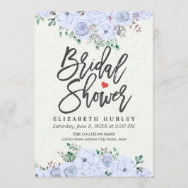 Blommigt för ljusblå vattenfärg i möhippans Elegan Inbjudningar