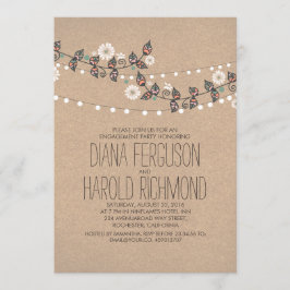Blommigt för ljussträngar, rustik Förlovningsfest Inbjudningar