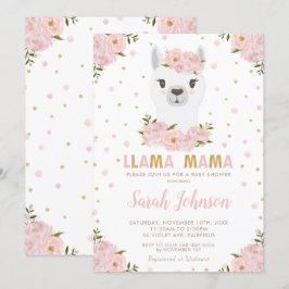  Blommigt för Llama Baby Shower Inbjudningar