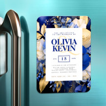 Blommigt för marin blått och Guld Elegant Vattenfä