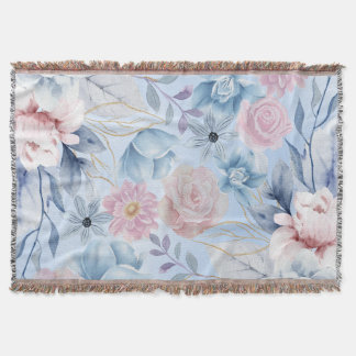 Blommigt för marin blått och Rosa Filt