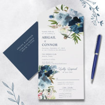 Blommigt för marin och dammblå Elegant, vattenfärg