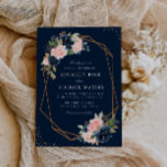 Blommigt för marin och  vattenfärg, geometrisk brö inbjudningar<br><div class="desc">En marin blå och  Blommigt med ett geometriskt ram med text i mitten. Den rosa  och marinerade blåa blommor är perfekt för din sommar och faller under bröllopsteman. Du kan ändra ordalydelsen,  texten storlek,  färg och teckensnittet på den här mallen. Även flottbakgrunden kan ändras.</div>