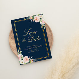 blommigt för marinflottan i guld spara datumkorte inbjudningar