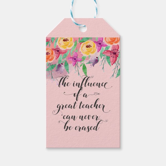 Blommigt för märkre av  för läraruppskattningsgåva presentetikett (Framsidan)