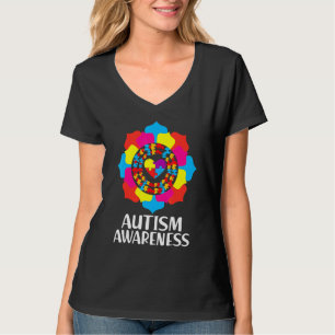 Blommigt för medvetenhet om autism Heart Puzzle Bi T Shirt