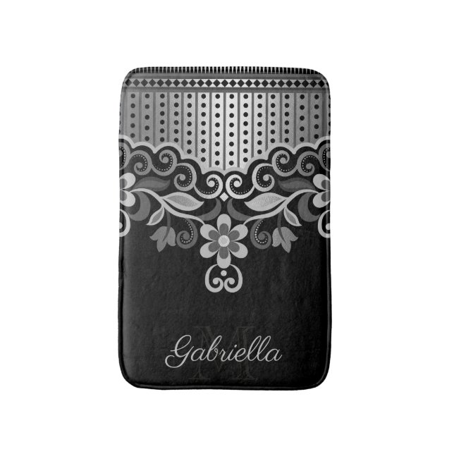 Blommigt för metallisk Abstrakt Badrumsmatta (Framsidan (Vertikal))