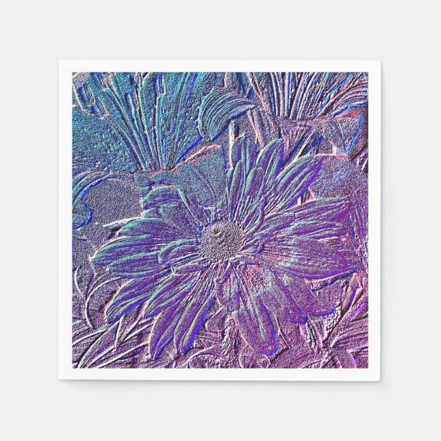 Blommigt för metallisk Lila Pappersservett (Framsidan)