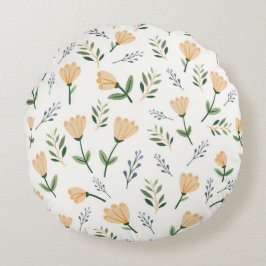 Blommigt för minimal Gult Rund Kudde
