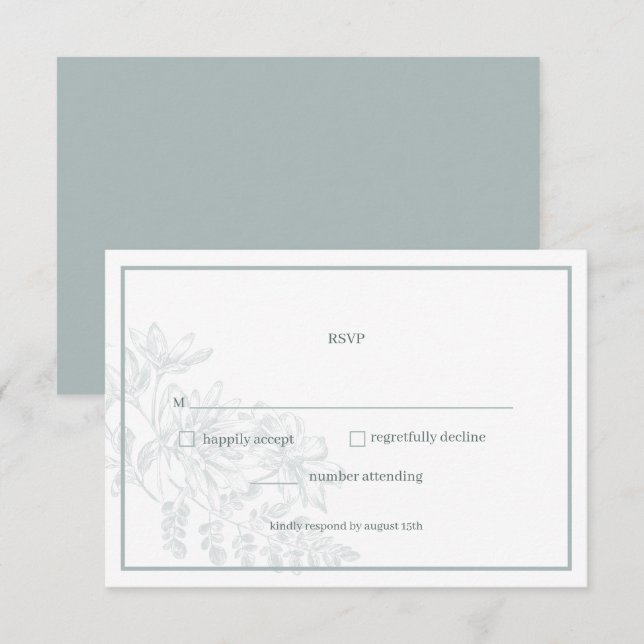 Blommigt för mjuk Grönt - enkelt Bröllop OSA-kort OSA Kort (Fram/baksida)