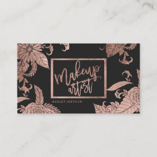 Blommigt för moderiktig faux för Makeuptypografi Visitkort