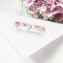 Blommigt för modern Anpassningsbar Text Typografi  Returadress Etikett