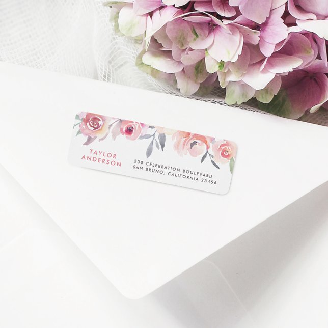 Blommigt för modern Anpassningsbar Text Typografi  Returadress Etikett (Return Address Label Mock-up)