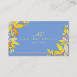Blommigt för modern blå och Gult vattenfärg Visitkort